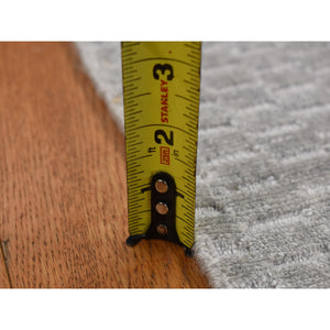 2'x3' Timberwolf Gray, Wool and Silk, Tone on Tone Design, Hand Loomed, Oriental Rug FWR527034