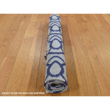 Load image into Gallery viewer, 3&#39;1&quot;x5&#39;2&quot; Ice Blue, Durie Kilim Flat Weave, Geometric Design, Hand Woven, Reversible, 100% Wool, Oriental Rug FWR527046