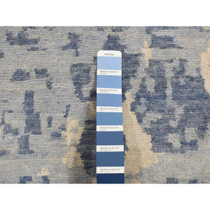 2'x3' Beau Blue, 100% Wool, Hand Knotted, Award Winning The Honeycomb Design, Nepali Weave, Mat Oriental Rug FWR527052