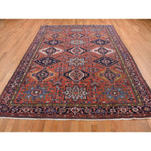 Load image into Gallery viewer, 8&#39;x10&#39;7&quot; Persian Red, Antique Persian Karajeh, All Over Repetitive Geometric Medallions, Full Pile, Soft and Professionally Cleaned, Hand Knotted, Pure Wool, Oriental Rug FWR527058