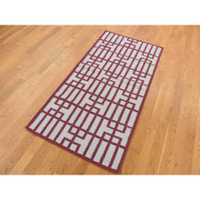 Load image into Gallery viewer, 2&#39;5&quot;x6&#39;1&quot; Alabama Crimson Red, Flat Weave Reversible Kilim, Geometrical Line Design, 100% Wool, Hand Woven, Runner Oriental Rug FWR527082