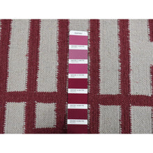 Load image into Gallery viewer, 2&#39;5&quot;x6&#39;1&quot; Alabama Crimson Red, Flat Weave Reversible Kilim, Geometrical Line Design, 100% Wool, Hand Woven, Runner Oriental Rug FWR527082
