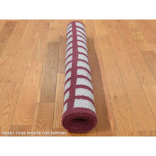 Load image into Gallery viewer, 2&#39;5&quot;x6&#39;1&quot; Alabama Crimson Red, Flat Weave Reversible Kilim, Geometrical Line Design, 100% Wool, Hand Woven, Runner Oriental Rug FWR527082