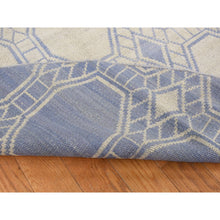 Load image into Gallery viewer, 9&#39;8&quot;x9&#39;8&quot; Spring White, 100% Wool, Hand Woven, Flat Weave Durie Kilim, Geometric Design, Reversible, Round Oriental Rug FWR527172