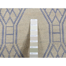 Load image into Gallery viewer, 9&#39;8&quot;x9&#39;8&quot; Spring White, 100% Wool, Hand Woven, Flat Weave Durie Kilim, Geometric Design, Reversible, Round Oriental Rug FWR527172