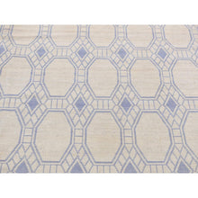 Load image into Gallery viewer, 9&#39;8&quot;x9&#39;8&quot; Spring White, 100% Wool, Hand Woven, Flat Weave Durie Kilim, Geometric Design, Reversible, Round Oriental Rug FWR527172