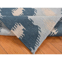 Load image into Gallery viewer, 2&#39;7&quot;x6&#39;1&quot; Marian Blue, Hand Knotted, Durie Modern Geometric Design, Flat Weave, 100% Wool, Runner Oriental Rug FWR527178