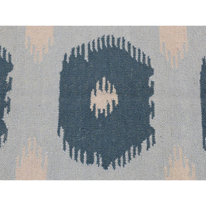 2'7"x6'1" Marian Blue, Hand Knotted, Durie Modern Geometric Design, Flat Weave, 100% Wool, Runner Oriental Rug FWR527178