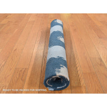 Load image into Gallery viewer, 2&#39;7&quot;x6&#39;1&quot; Marian Blue, Hand Knotted, Durie Modern Geometric Design, Flat Weave, 100% Wool, Runner Oriental Rug FWR527178