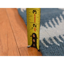 Load image into Gallery viewer, 2&#39;7&quot;x6&#39;1&quot; Marian Blue, Hand Knotted, Durie Modern Geometric Design, Flat Weave, 100% Wool, Runner Oriental Rug FWR527178