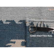 Load image into Gallery viewer, 2&#39;7&quot;x6&#39;1&quot; Marian Blue, Hand Knotted, Durie Modern Geometric Design, Flat Weave, 100% Wool, Runner Oriental Rug FWR527178