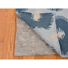Load image into Gallery viewer, 2&#39;6&quot;x6&#39; Marian Blue, 100% Wool, Hand Knotted, Durie Modern Geometric Design, Flat Weave, Runner Oriental Rug FWR527184