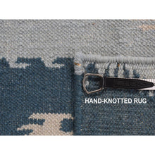 Load image into Gallery viewer, 2&#39;6&quot;x6&#39; Marian Blue, 100% Wool, Hand Knotted, Durie Modern Geometric Design, Flat Weave, Runner Oriental Rug FWR527184