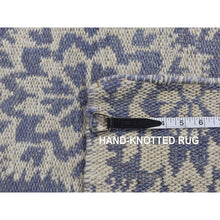 Load image into Gallery viewer, 5&#39;3&quot;x7&#39;7&quot; Carolina Blue, Overdyed Peshawar with Heriz Design, Distressed, Zero Pile, Hand Knotted, 100% Wool, Oriental Rug FWR124404