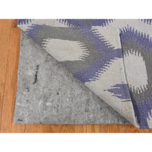 Load image into Gallery viewer, 8&#39;10&#39;&#39;x12&#39;2&#39;&#39; Beige With A Mix Of Purple, Flat Weave, Durie Kilim With Geometric Pattern, Reversible, Pure Wool, Hand Woven, Oriental Rug FWR527214
