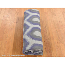 Load image into Gallery viewer, 8&#39;10&#39;&#39;x12&#39;2&#39;&#39; Beige With A Mix Of Purple, Flat Weave, Durie Kilim With Geometric Pattern, Reversible, Pure Wool, Hand Woven, Oriental Rug FWR527214