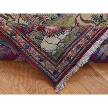 Load image into Gallery viewer, 4&#39;7&quot;x6&#39;7&quot; Vanilla White, Antique Persian Pictorial Kashan with Deer, Lion, Monkey, Bird and More, Full Pile, Mint Condition, Hand Knotted, Pure Wool, Oriental Rug FWR527250