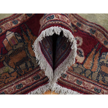 Load image into Gallery viewer, 4&#39;7&quot;x6&#39;7&quot; Vanilla White, Antique Persian Pictorial Kashan with Deer, Lion, Monkey, Bird and More, Full Pile, Mint Condition, Hand Knotted, Pure Wool, Oriental Rug FWR527250