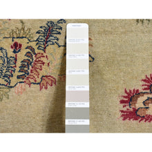 Load image into Gallery viewer, 4&#39;7&quot;x6&#39;7&quot; Vanilla White, Antique Persian Pictorial Kashan with Deer, Lion, Monkey, Bird and More, Full Pile, Mint Condition, Hand Knotted, Pure Wool, Oriental Rug FWR527250