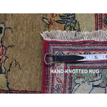 Load image into Gallery viewer, 4&#39;7&quot;x6&#39;7&quot; Vanilla White, Antique Persian Pictorial Kashan with Deer, Lion, Monkey, Bird and More, Full Pile, Mint Condition, Hand Knotted, Pure Wool, Oriental Rug FWR527250