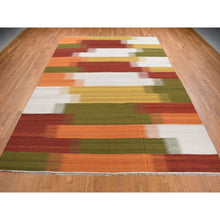 Load image into Gallery viewer, 10&#39;x14&#39;3&quot; Ivory, Hand Woven, Flat Weave Durie Kilim, Dazzling Design, 100% Wool, Oriental Rug FWR527280