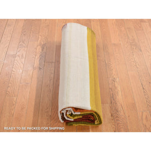 10'x14'3" Ivory, Hand Woven, Flat Weave Durie Kilim, Dazzling Design, 100% Wool, Oriental Rug FWR527280