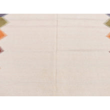 Load image into Gallery viewer, 5&#39;5&quot;x7&#39;10&quot; Ivory, Hand Woven, Flat Weave Durie Kilim, Open Field Design, Pure Wool, Oriental Rug FWR527340