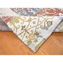 Load image into Gallery viewer, 9&#39;9&quot;x14&#39; Beau Blue, Textured Wool with Silk, Broken and Erased Design, Handmade, Oriental Rug FWR527388
