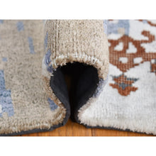 Load image into Gallery viewer, 9&#39;9&quot;x14&#39; Beau Blue, Textured Wool with Silk, Broken and Erased Design, Handmade, Oriental Rug FWR527388