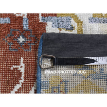 Load image into Gallery viewer, 9&#39;9&quot;x14&#39; Beau Blue, Textured Wool with Silk, Broken and Erased Design, Handmade, Oriental Rug FWR527388