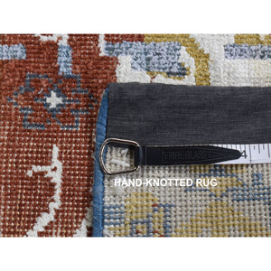 9'9"x14' Beau Blue, Textured Wool with Silk, Broken and Erased Design, Handmade, Oriental Rug FWR527388