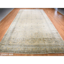 Load image into Gallery viewer, 10&#39;8&quot;x22&#39;5&quot; Birdseed Brown, Antique Indo Kerman, All Over Tree and Vase Design, Hand Knotted, Pure Wool, Full Soft Pile, Tone on Tone, 250 KPSI, Clean, Long and Narrow Runner Oriental Rug FWR527418