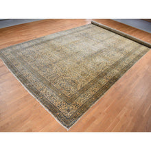 Load image into Gallery viewer, 10&#39;8&quot;x22&#39;5&quot; Birdseed Brown, Antique Indo Kerman, All Over Tree and Vase Design, Hand Knotted, Pure Wool, Full Soft Pile, Tone on Tone, 250 KPSI, Clean, Long and Narrow Runner Oriental Rug FWR527418