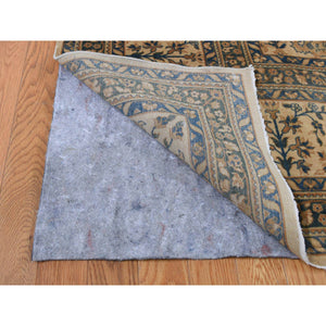 10'8"x22'5" Birdseed Brown, Antique Indo Kerman, All Over Tree and Vase Design, Hand Knotted, Pure Wool, Full Soft Pile, Tone on Tone, 250 KPSI, Clean, Long and Narrow Runner Oriental Rug FWR527418