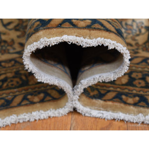 10'8"x22'5" Birdseed Brown, Antique Indo Kerman, All Over Tree and Vase Design, Hand Knotted, Pure Wool, Full Soft Pile, Tone on Tone, 250 KPSI, Clean, Long and Narrow Runner Oriental Rug FWR527418