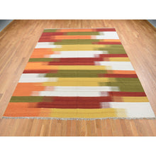 Load image into Gallery viewer, 9&#39;1&quot;x12&#39;6&quot; Ivory, Hand Woven, Flat Weave Durie Kilim, Dazzling Design, 100% Wool, Oriental Rug FWR527454