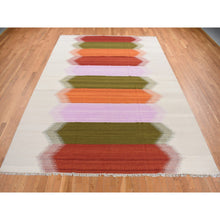 Load image into Gallery viewer, 9&#39;x12&#39;7&quot; Ivory, Flat Weave Durie Kilim, Dazzling Design, Hand Woven, 100% Wool, Reversible, Oriental Rug FWR527466