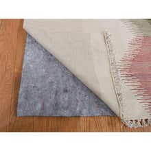 Load image into Gallery viewer, 9&#39;x12&#39;7&quot; Ivory, Flat Weave Durie Kilim, Dazzling Design, Hand Woven, 100% Wool, Reversible, Oriental Rug FWR527466