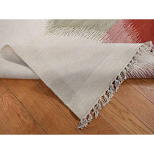 Load image into Gallery viewer, 9&#39;x12&#39;7&quot; Ivory, Flat Weave Durie Kilim, Dazzling Design, Hand Woven, 100% Wool, Reversible, Oriental Rug FWR527466