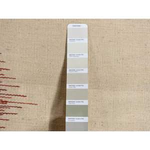 9'x12'7" Ivory, Flat Weave Durie Kilim, Dazzling Design, Hand Woven, 100% Wool, Reversible, Oriental Rug FWR527466