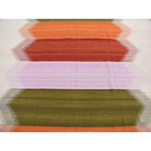 Load image into Gallery viewer, 9&#39;x12&#39;7&quot; Ivory, Flat Weave Durie Kilim, Dazzling Design, Hand Woven, 100% Wool, Reversible, Oriental Rug FWR527466