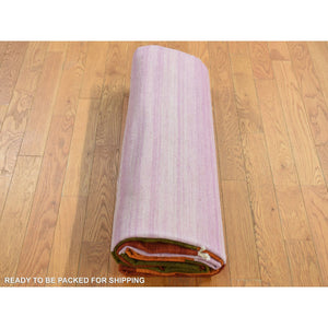 9'x12'7" Ivory, Flat Weave Durie Kilim, Dazzling Design, Hand Woven, 100% Wool, Reversible, Oriental Rug FWR527466