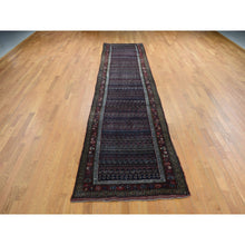 Load image into Gallery viewer, 3&#39;7&quot;x16&#39;6&quot; Millennium Blue, Antique Kurdish Bijar, Repetitive Botteh All Over Design, Pure Wool, Excellent Condition, Hand Knotted, Clean, Wide Runner, Oriental Rug FWR527484