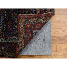 Load image into Gallery viewer, 3&#39;7&quot;x16&#39;6&quot; Millennium Blue, Antique Kurdish Bijar, Repetitive Botteh All Over Design, Pure Wool, Excellent Condition, Hand Knotted, Clean, Wide Runner, Oriental Rug FWR527484