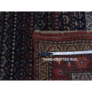 3'7"x21'8" Maya Blue, Fine Aryana, Hand Knotted, Natural Dyes, Vibrant Wool, Wide and Extra Long Runner Oriental Rug FWR529518