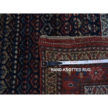 Load image into Gallery viewer, 3&#39;7&quot;x16&#39;6&quot; Millennium Blue, Antique Kurdish Bijar, Repetitive Botteh All Over Design, Pure Wool, Excellent Condition, Hand Knotted, Clean, Wide Runner, Oriental Rug FWR527484