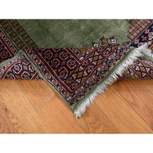 Load image into Gallery viewer, 2&#39;6&quot;x4&#39; Olive Green, Vintage Tourkaman Prayer Design, 200 KPSI, Full Pile, Clean, Hand Knotted, Pure Wool, Oriental Rug FWR527502