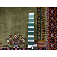 Load image into Gallery viewer, 2&#39;6&quot;x4&#39; Olive Green, Vintage Tourkaman Prayer Design, 200 KPSI, Full Pile, Clean, Hand Knotted, Pure Wool, Oriental Rug FWR527502