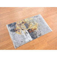 Load image into Gallery viewer, 1&#39;10&quot;x3&#39;2&quot; Gainsboro Gray, Contemporary Abstract Design, Strike Off, Wool and Silk, Hand Knotted, Sample Oriental Rug FWR527514