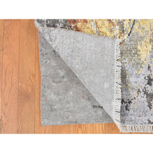 Load image into Gallery viewer, 1&#39;10&quot;x3&#39;2&quot; Gainsboro Gray, Contemporary Abstract Design, Strike Off, Wool and Silk, Hand Knotted, Sample Oriental Rug FWR527514